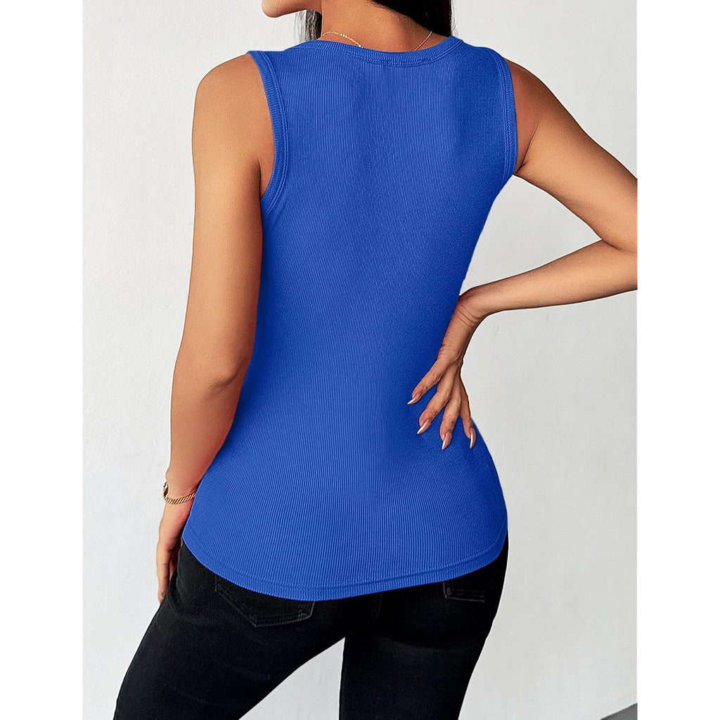 Zeagoo Womens Tank Tops 2026 Scoop Neck Ribbed Sleeveless Top Casual Basic Slim Fitted Knit Cami Tee Shirts