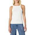 Women's High Neck Ribbed Tank Top White