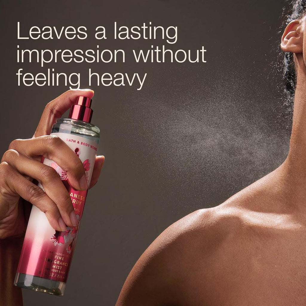 Bath & Body Works Japanese Cherry Blossom Fine Fragrance Mist, Body Spray & Perfume for Women, Long-Lasting Personal Fragrance, Iconic Floral Scent, 8 fl oz - 1 Pack