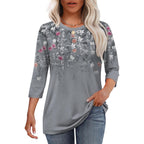 OFEEFAN 3/4 Length Sleeve Womens Tops Dressy Casual Blouses Crew Neck T Shirt Fashion Clothing Loose Fit