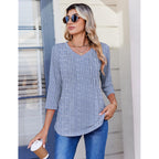 Women's Pleated Floral V-Neck Tunic Top Striped