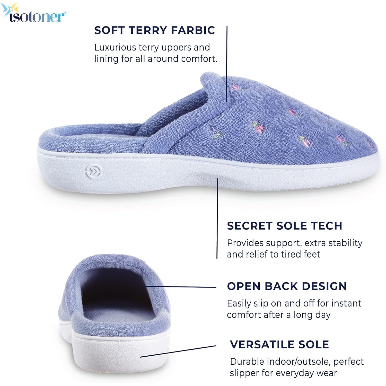 Women's Slippers Embroidered Periwinkle Scalloped