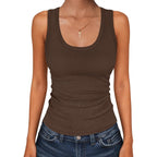 ANRABESS Womens Sleeveless Scoop Neck Tank Tops 2026 Summer Casual Basic Slim Fit Ribbed Knit Racerback Workout Cami Shirts