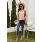 Women's Adjustable Spaghetti Strap Tank Top Beige