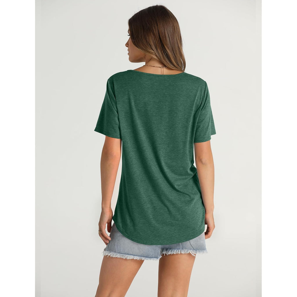 Women's Smocked Crewneck Tunic Top Green
