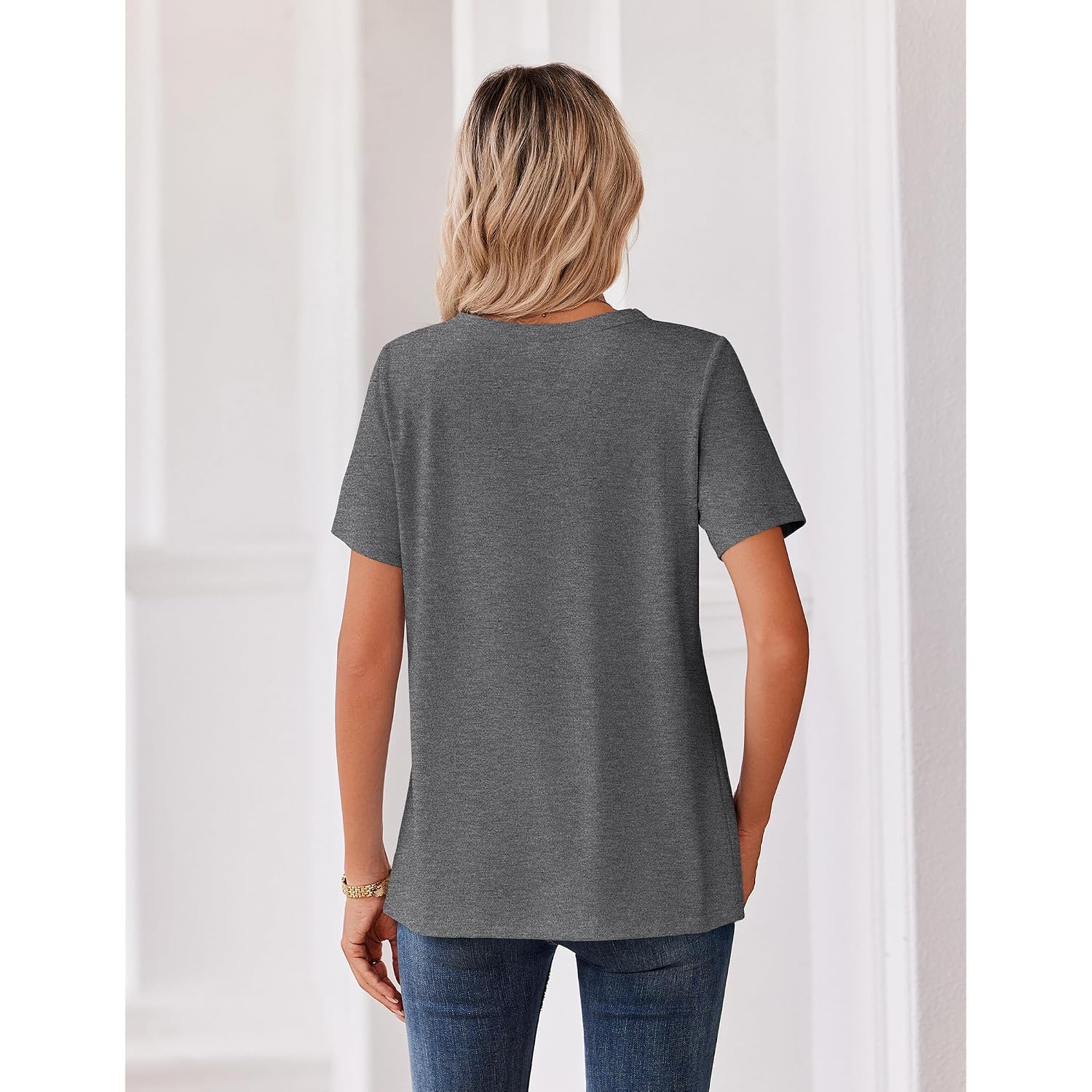 Zeagoo Womens Summer Tops V Neck Short Sleeve Shirts Dressy Casual Blouse Spring Vacation Tshirts Clothes