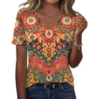 LOMON Womens Summer Tops V Neck Short Sleeve Shirts Dressy Casual Tunic Blouses Spring Fashion