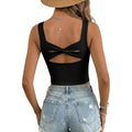 Dokotoo Womens Workout Tank Tops with Built in Bra Casual Sleeveless Shirts Cross Backless Fitted Going Out Tops