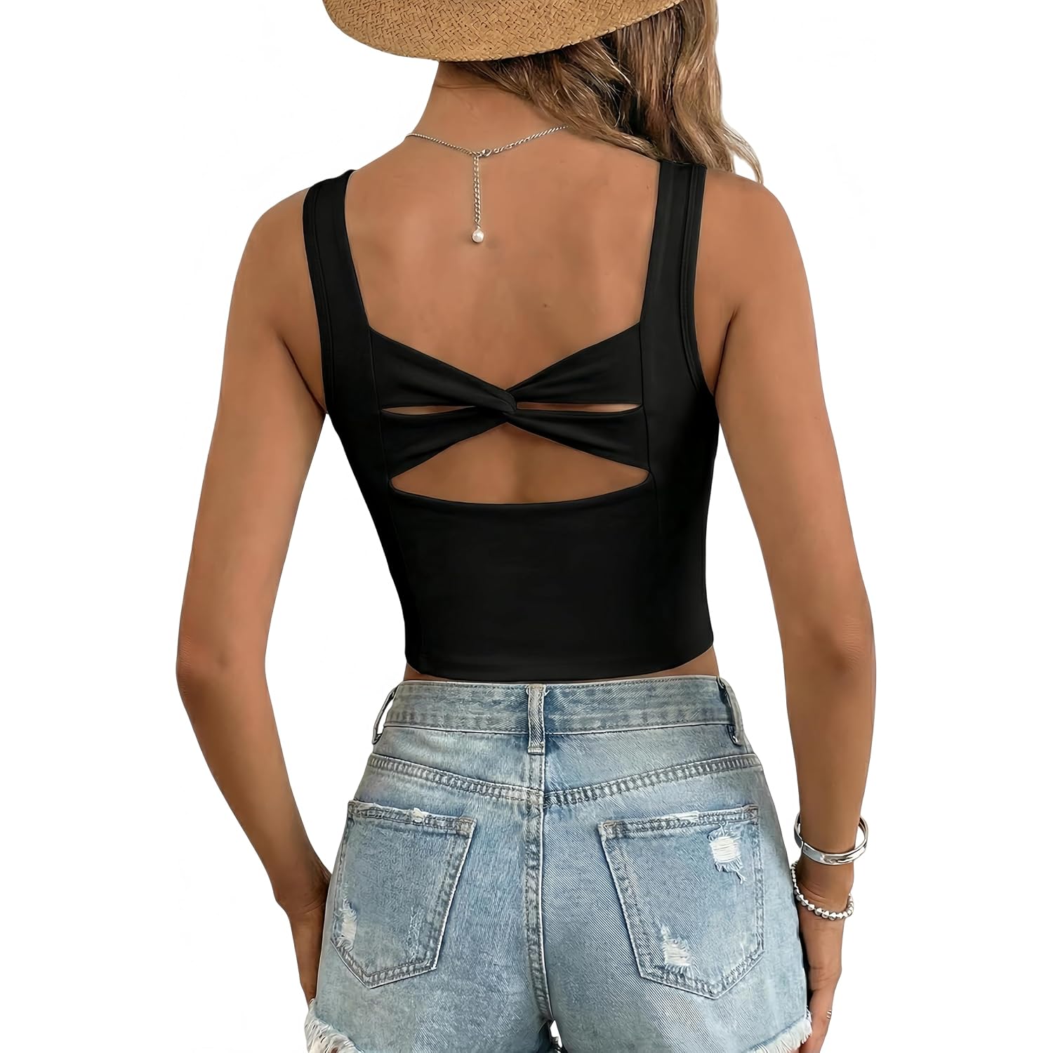 Dokotoo Womens Workout Tank Tops with Built in Bra Casual Sleeveless Shirts Cross Backless Fitted Going Out Tops