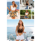 Women's Spaghetti Strap Crop Cami Tops, Basic Slim Fit Stretchy Tank Tops