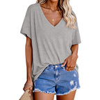 Tankaneo Womens Oversized Tshirts V Neck Short Sleeve Tops Summer Casual Loose Fit Tunic Tee Shirts