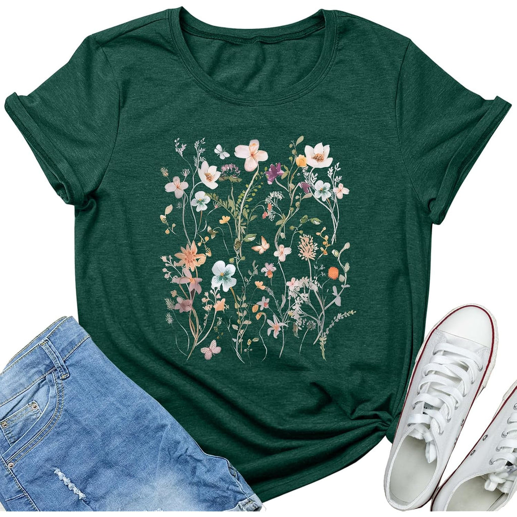 Women Graphic Tee Casual Floral T Shirts