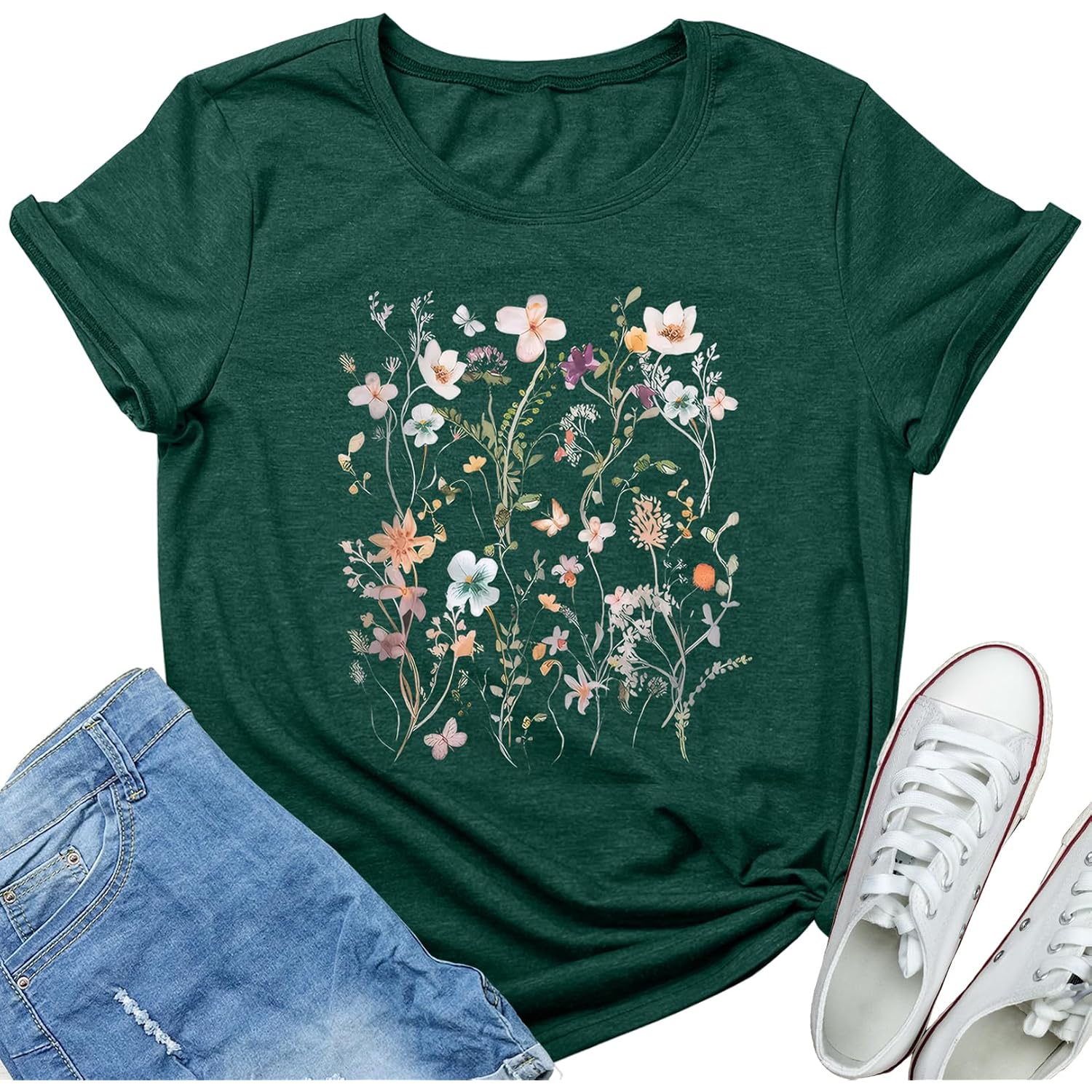 Women Graphic Tee Casual Floral T Shirts