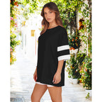 rosemia Oversized Tshirts for Women Summer Short Sleeve Round Neck Graphic Tee Shirt