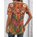 LOMON Womens Summer Tops V Neck Short Sleeve Shirts Dressy Casual Tunic Blouses Spring Fashion