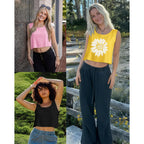 Women's Loose Fit Crop Tank Top Black