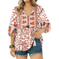Women's Floral Boho Tunic Top Pink Floral