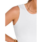 Women's High Neck Ribbed Tank Top White