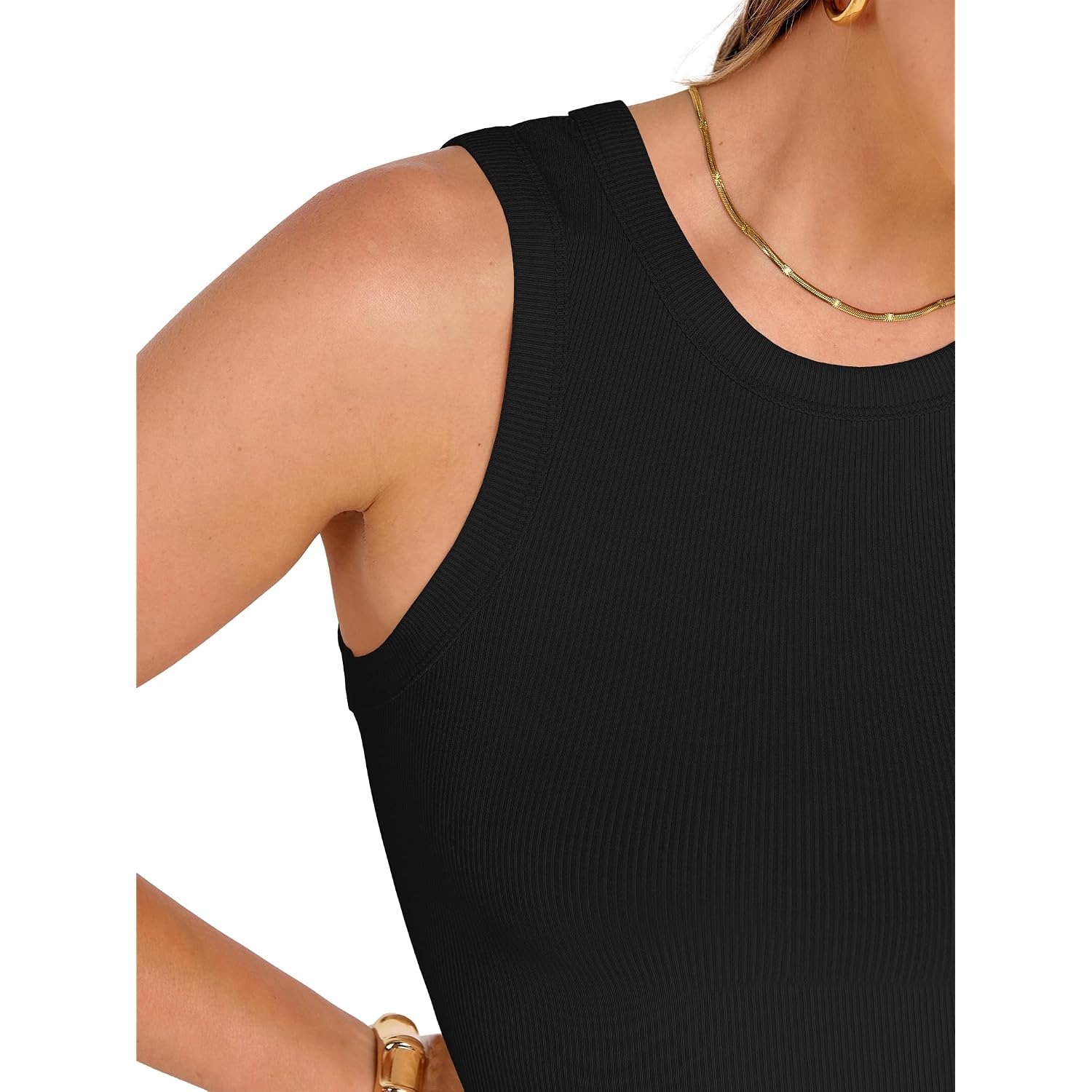 ANRABESS Womens Crop Tank Tops High Neck Sleeveless Ribbed Knit Slim Fit Shirts 2026 Summer Casual Basic Workout Clothes