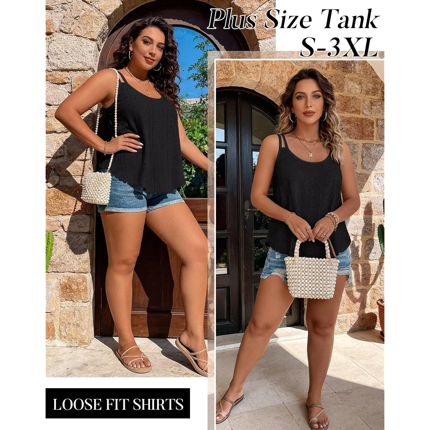 Women's Flowy Scoop Neck Tank Top Black