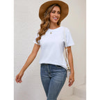 BJY Cotton Basic T Shirts for Women,Crew Neck Short Sleeve Summer Shirts