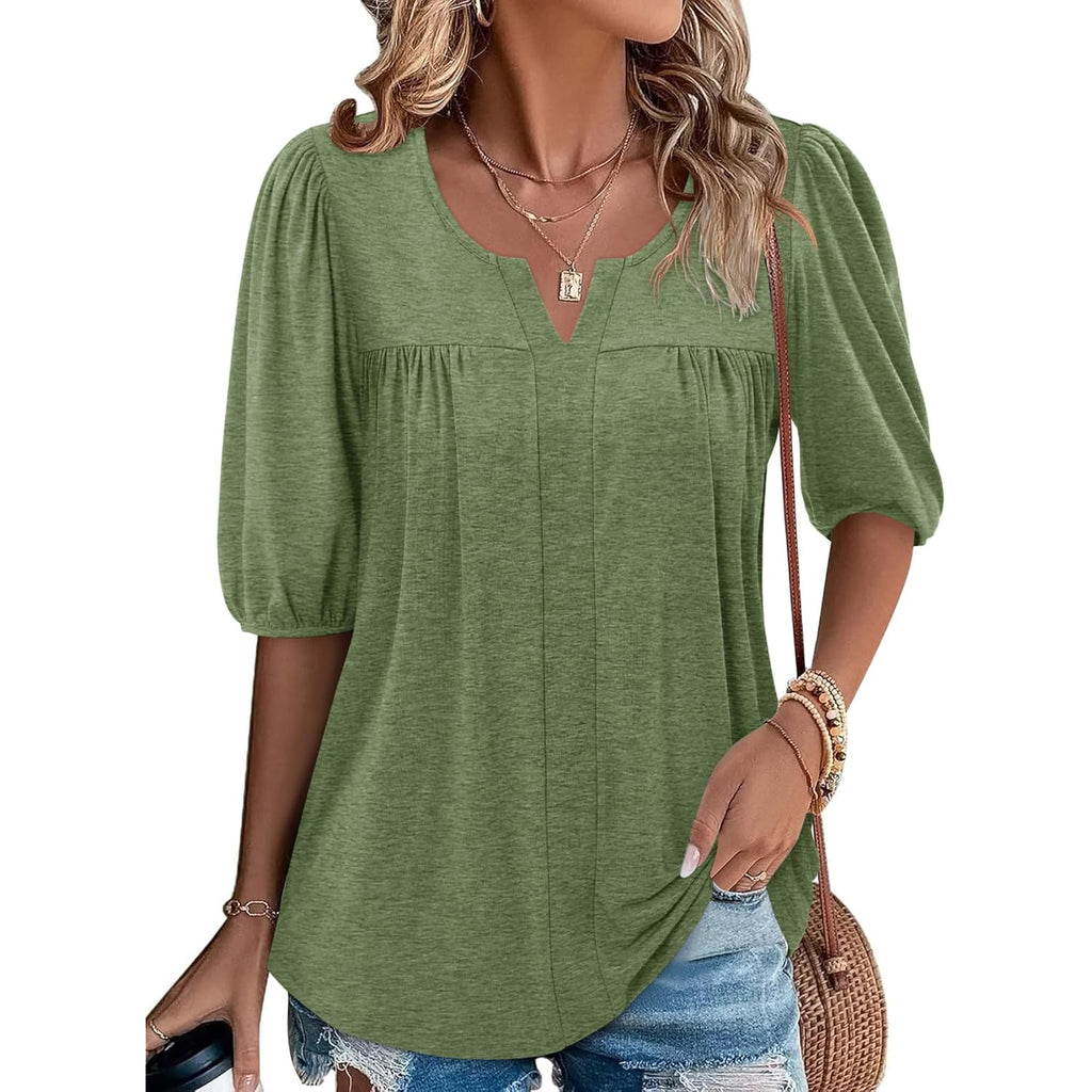 Women's Chest Pleated Tunic Top Avocado