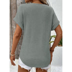 Dokotoo Womens Waffle Knit Tops 2026 Spring Summer V Neck Shirts Casual Trendy Women's Blouses Basic Tee