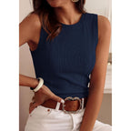 Women's Ribbed Fitted Tank Top Navy