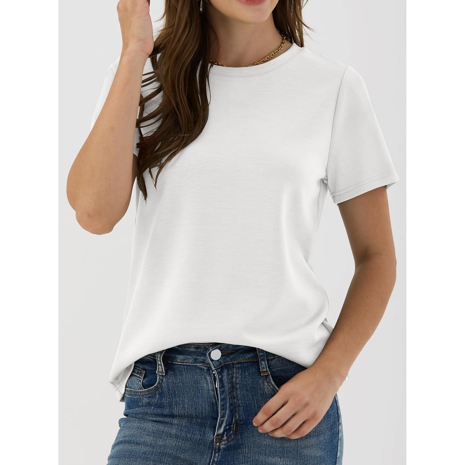ANRABESS Women Short Sleeve Tops Summer Basic Tee Wrinkle-Free Trendy Cute T Shirts 2026 Spring Business Casual Outfits