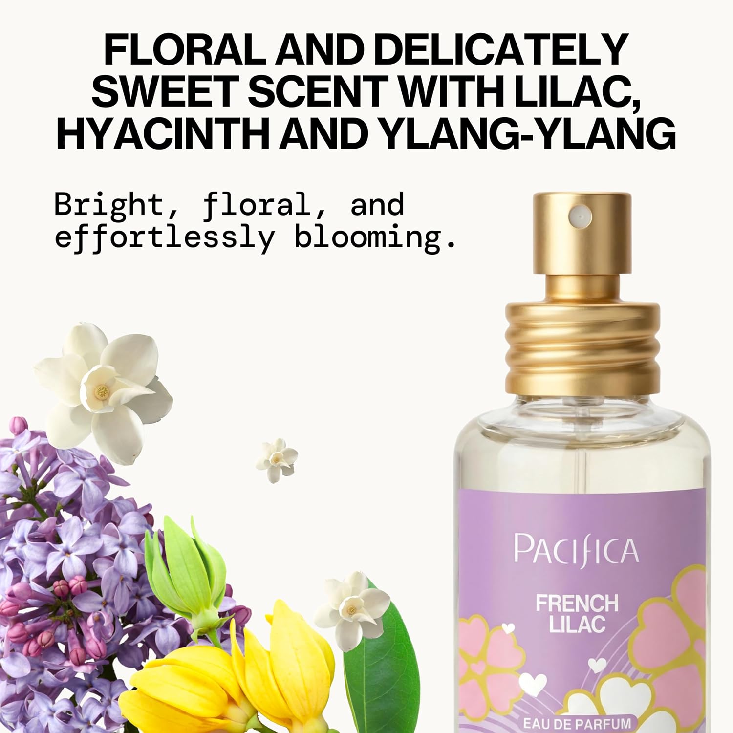 Pacifica French Lilac Spray Perfume – Clean Vegan Floral Fragrance for Women, Fresh-Cut Lilac & Powdery Magnolia Notes, Long-Lasting Romantic Spring Scent, 1 oz