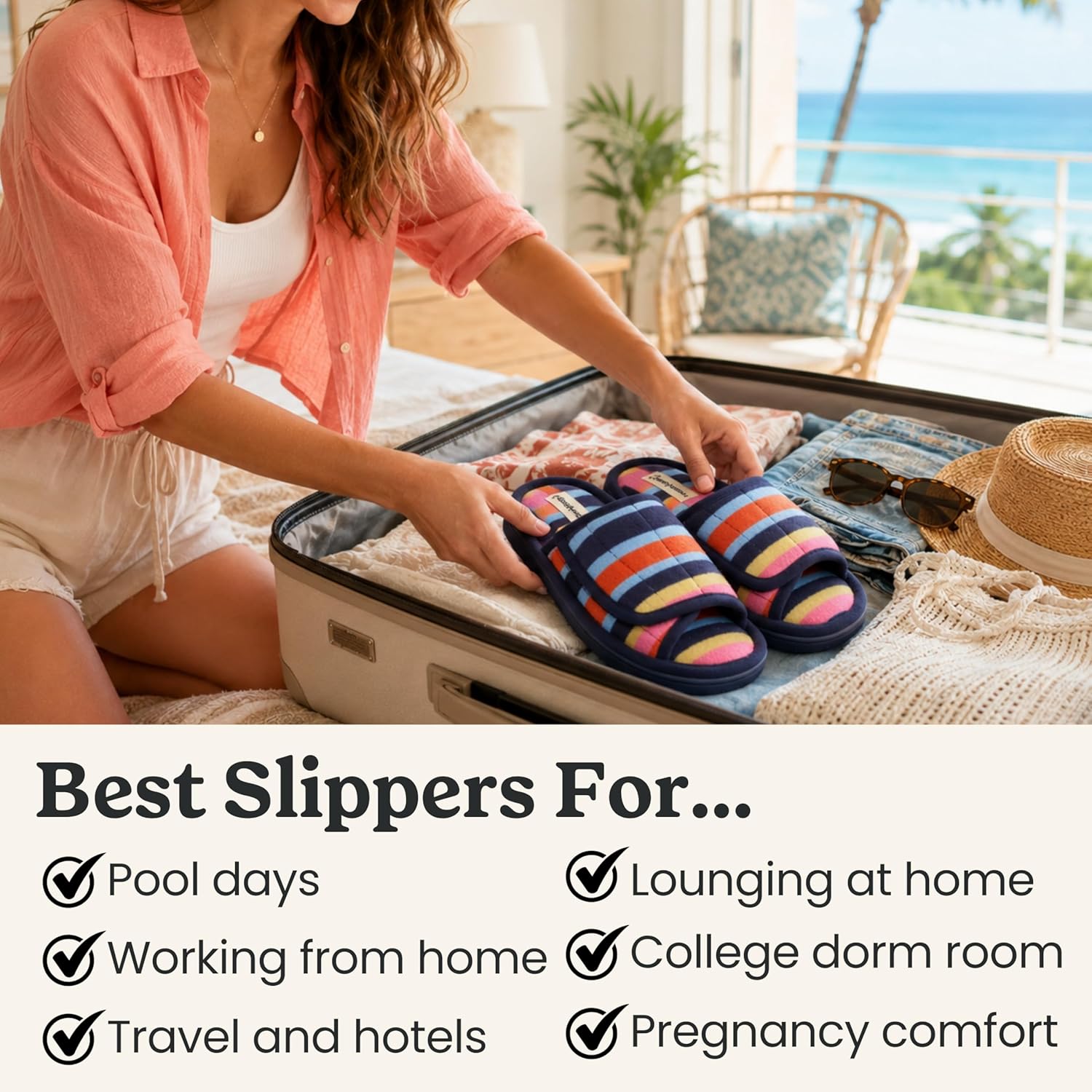 Women's Slippers Adjustable Multi Stripes