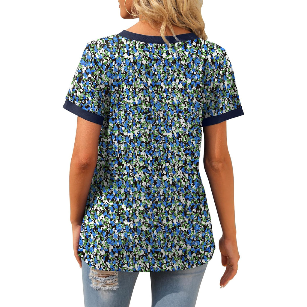 Geifa Womens T Shirts Short Sleeve V Neck Loose Casual Summer Tops 2026 with Pocket