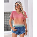 Zeagoo Womens Summer Tops Rolled Short Sleeve V Neck Shirts Casual Dressy Business Work Blouses Outfits