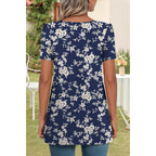 Women's Pleated Casual Tunic Top White Floret