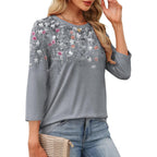 OFEEFAN 3/4 Length Sleeve Womens Tops Dressy Casual Blouses Crew Neck T Shirt Fashion Clothing Loose Fit