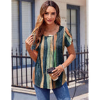 Zeagoo Womens Tops Petal Short Sleeve Summer Casual Crew Neck Shirts Floral Solid Blouse Pleated Tunics