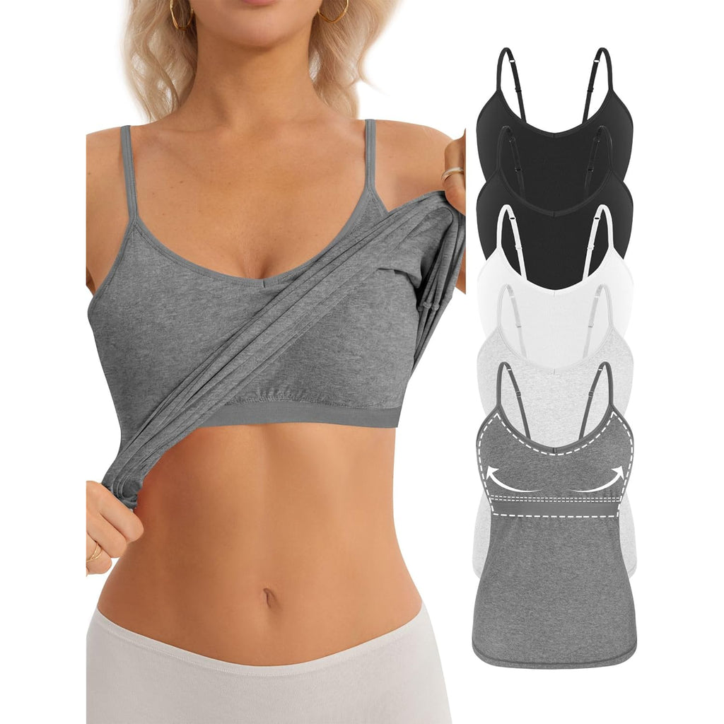 Women's Shelf Bra V-Neck Tank Top Set C
