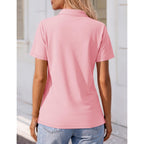 Women's 3-Button Cotton Polo Shirt Light Pink