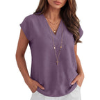 ANRABESS Women Tops Cap Sleeve Dressy Casual V Neck Shirts 2026 Summer Business Work Blouses Outfits Trendy Spring Clothing