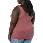 Women's Slim-Fit Scoop Neck Tank Top Beige/Raspberry Red
