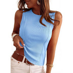 Women's Ribbed Fitted Tank Top Light Blue