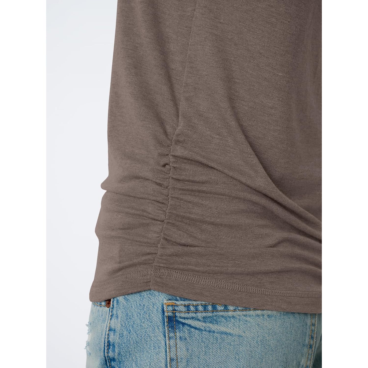 Women's Square Neck Ruched Tank Top Coffee Grey