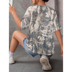 SOLY HUX Women's Camo Print T Shirts Loose Short Sleeve Crew Neck Drop Shoulder Tee Tops Streetwear