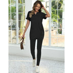 Women's Pocket V-Neck Tunic Top Black