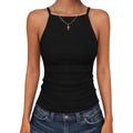 Women's High Square Neck Tank Top Black