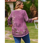 Women's Leggings Fit Tunic Top Purple Floral