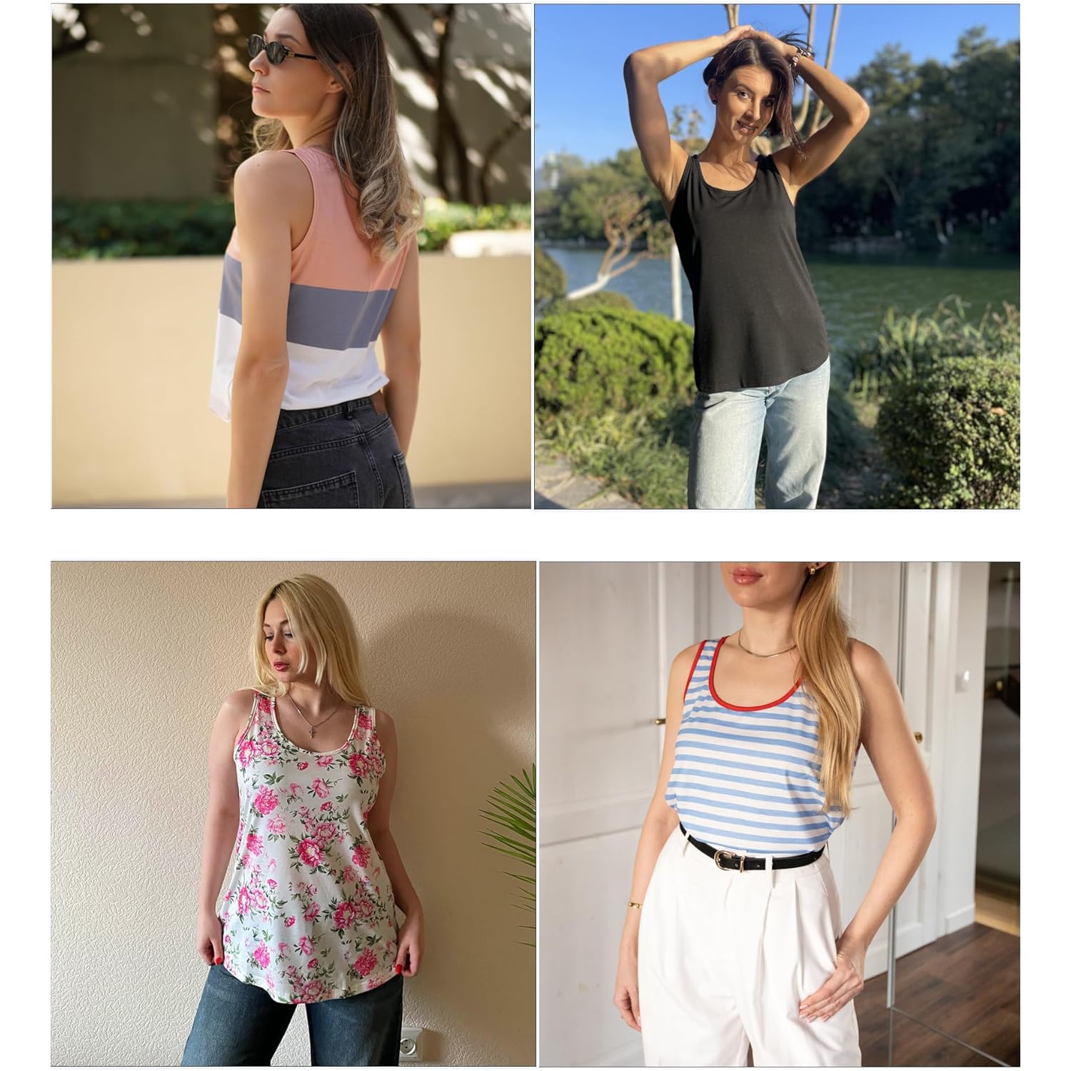 Women's Flowy Scoop Neck Tank Top Black