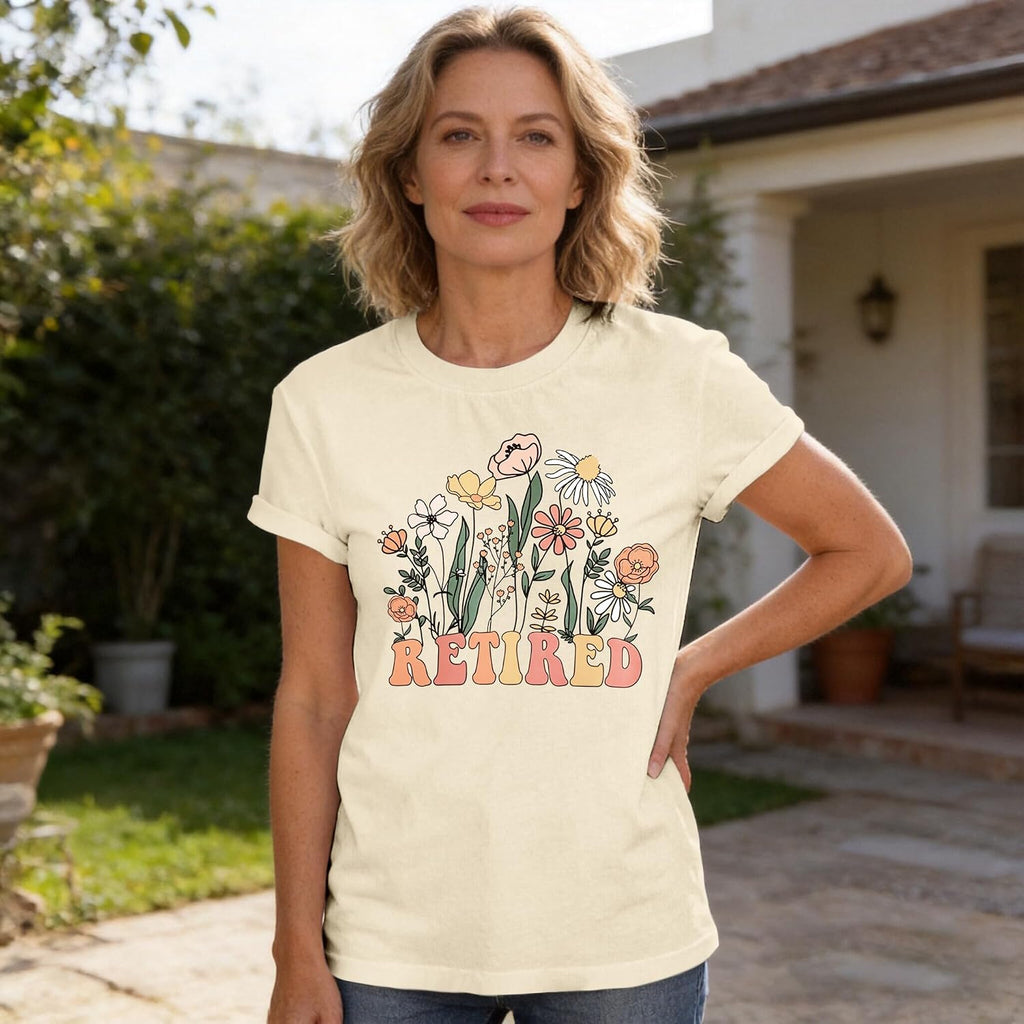 LBP Womens Retired Shirt Floral Retired Tshirts Retirement Gifts Retirement Casual Tee for Grandma
