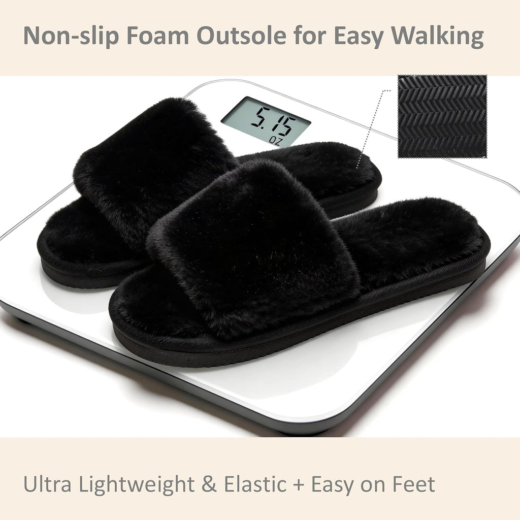 Women's Slippers Fluffy Black