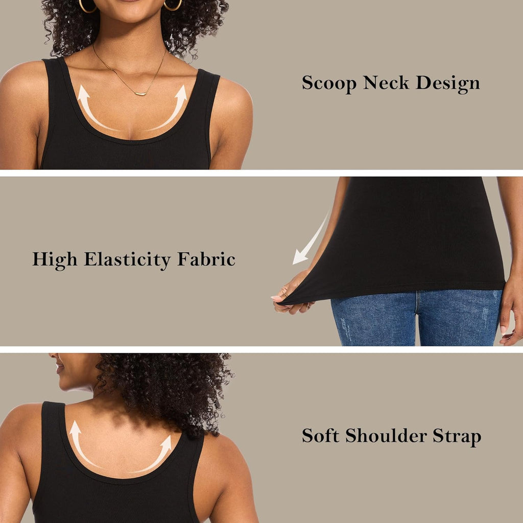 Women's Ribbed Scoop Neck Tank Top Olive Green/Dark Blue/Nude/White/Black